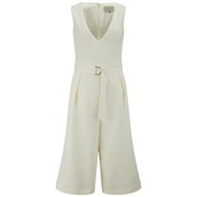 Lavish Alice Women's Deep Plunge D-Ring Culotte Jumpsuit - White