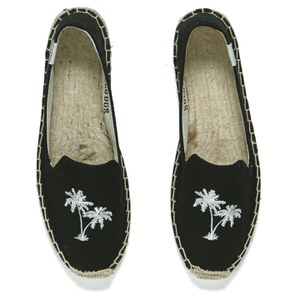 Soludos Women's Palm Tree Embroidery Espadrille Linen Smoking Slippers - Black: Image 11