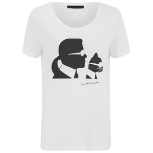 Karl Lagerfeld Women's Karl & Choupette Short Sleeve T-Shirt - White