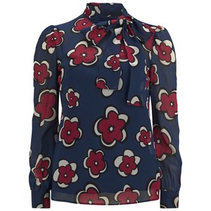 REDValentino Women's Tie Neck Blouse - Blue