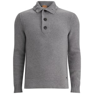 BOSS Orange Men's Amaren Mock Neck Knitted Jumper - Grey