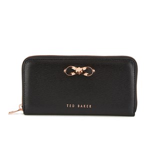 Ted Baker Women's Freesia Crosshatch Metal Bow Zip Around Matinee Purse - Black