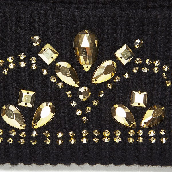 Markus Lupfer Women's Jewelstone Tiara Beanie Hat with Gold Gems - Black: Image 21
