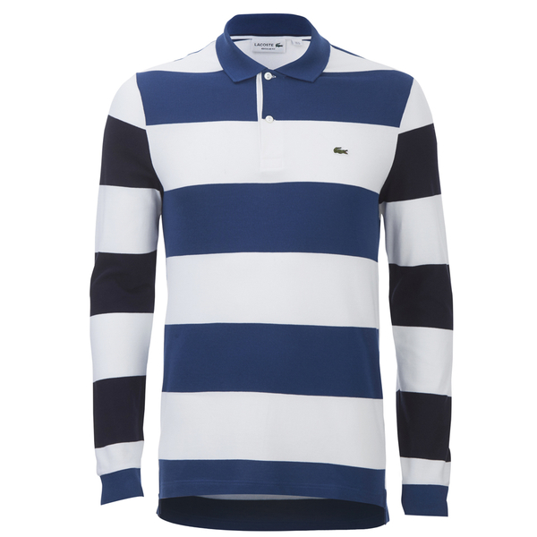 Lacoste Men's Long Sleeve Striped Polo Shirt Blue Clothing