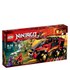 Pythor and the Anacondrai have returned to NINJAGO? so the Ninja team must rush to the scene with the Ninja DB X to confront NINJAGO?s most fearsome enemy! Drive the powerful 6-wheel vehicle through the jungle and into battle at the Anacondrai gateway. Detach the Command Center to reveal the hidden dual spring-loaded shooter and open up the control room for easy play. Make battle plans in the hi-tech control area and choose your weapons and tools from the rack. Launch the flyer from the lookout tower with Nya and fire its stud shooters. Zoom into combat with Kai on his cool motorbike. You must defeat the Anacondrai warriors and escape from the island! Includes 6 minifigures with assorted weapons and accessories: Kai, Nya, Garmadon, Pythor, Kapau and Chop?rai.Includes 6 minifigures with assorted weapons and accessories: Kai, Nya, Garmadon, Pythor, Kapau and Chop?raiNinja DB X features an opening dual cockpit, big buildable wheels, Ninja details, huge gold blade details, 2 flags, hidden dual spring-loaded shooter, foldable spoilers, plus a detachable control room with control area, computer screens, weapon rack, tool rack, service station Kai?s motorbike and a lookout tower with Nya?s detachable flyer with dual stud shooterIncludes Anacondrai gatewayAlso includes a mini-robotWeapons include Kai?s 2 swords, Nya?s 2 swords, Pythor?s Anacondrai sword, Kapau?s Anacondrai Blade, Chop?rai?s Fang-blade hammer and Garmadon?s staffAccessories include assorted toolsDetach the Command Center to reveal the hidden dual spring-loaded shooterFold out the Command Center for easy playPlan tactics in the control areaLaunch Nya?s flyer from the lookout towerRide into battle with Kai on his cool motorbikeRecreate your favorite scenes from the NINJAGO Masters of Spinjitzu? TV showNinja DB X measures over 9? (25cm) high, 12? (31cm) long and 7? (19cm) wideKai?s motorbike measures over 1? (3cm) high, 2? (6cm) long and 1? (3cm) wideNya?s detachable flyer measures over 1? (4cm) long, 2? (7cm) wide and under 1? (1cm) highAnacondrai gateway measures over 3? (9cm) high, 4? (12cm) wide and 1? (3cm) deep