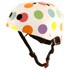 Kiddimoto's funky helmet designs are based upon the iconic looks of the popular BMX Dirt helmets. Our helmets are stylish  practical and multifunctional  helping to keep your child safe on their outdoor adventures. Gorgeous pastel dotty design is perfect for girls with good taste!    Two sizes for ages 2 to Adult  Glossy white with pastel dotty design  Ideal for Kiddimoto balance-biking  cycling  BMXing  skating and skateboarding  11 vents to keep little heads cool  Rear adjustment wheel to ensure a snug fit (small and medium size only)  Lightweight inner shell with foam pads for comfort and fit  Adjustable straps and quick release buckle  Injection moulded ABS hard plastic  Meets CE/EN1078  ASTM F 1447  ANSI Z90-4  CPSC   AS-NZS 2063 bicycle helmet standards  1 year guarantee    Sizes:    Small: 48-53cm Age 2-5  Medium: 53-58cm Age 4-Adult