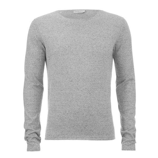 Selected Homme Men's Token Crew Neck Jumper - Light Grey Melange