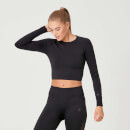MP Women's Shape Seamless Ultra Long Sleeve Crop Top - Black - XS