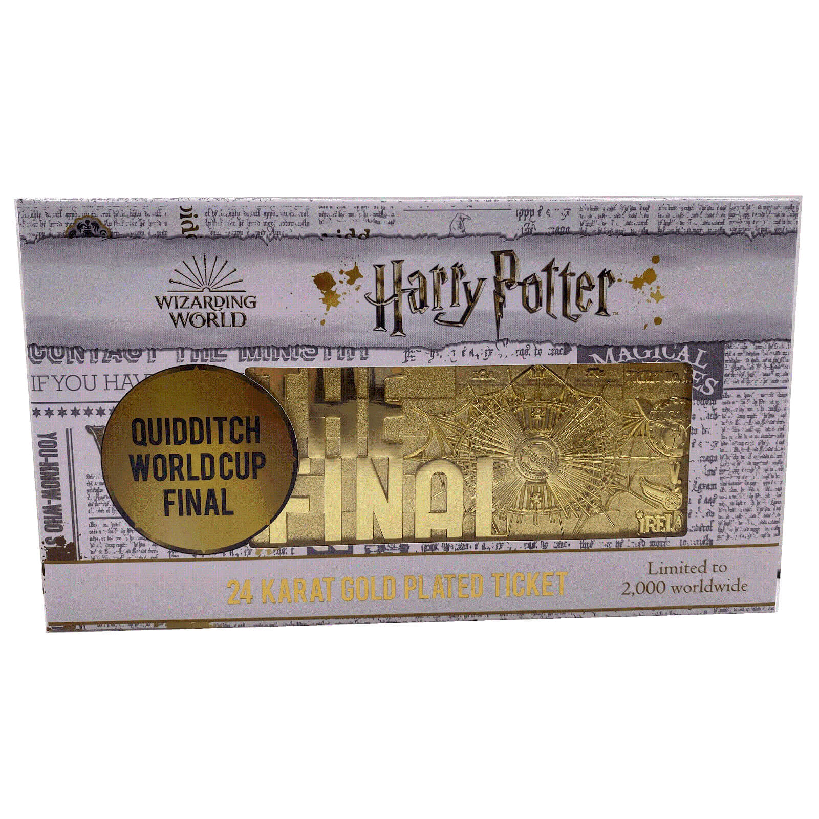 Harry Potter 24k Gold Plated Quidditch World Cup Ticket Limited Edition Replica Zavvi Exclusive Merchandise Zavvi Uk