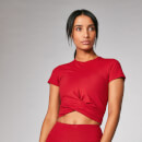 Power Short Sleeve Crop Top - Crimson - XS