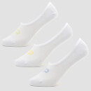 MP Women's Essentials Invisible Socks (3 Pack) White/Neon  - UK 7-9