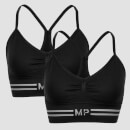 MP Women's Essentials Seamless Bralette (2 Pack) - Black/Black - M
