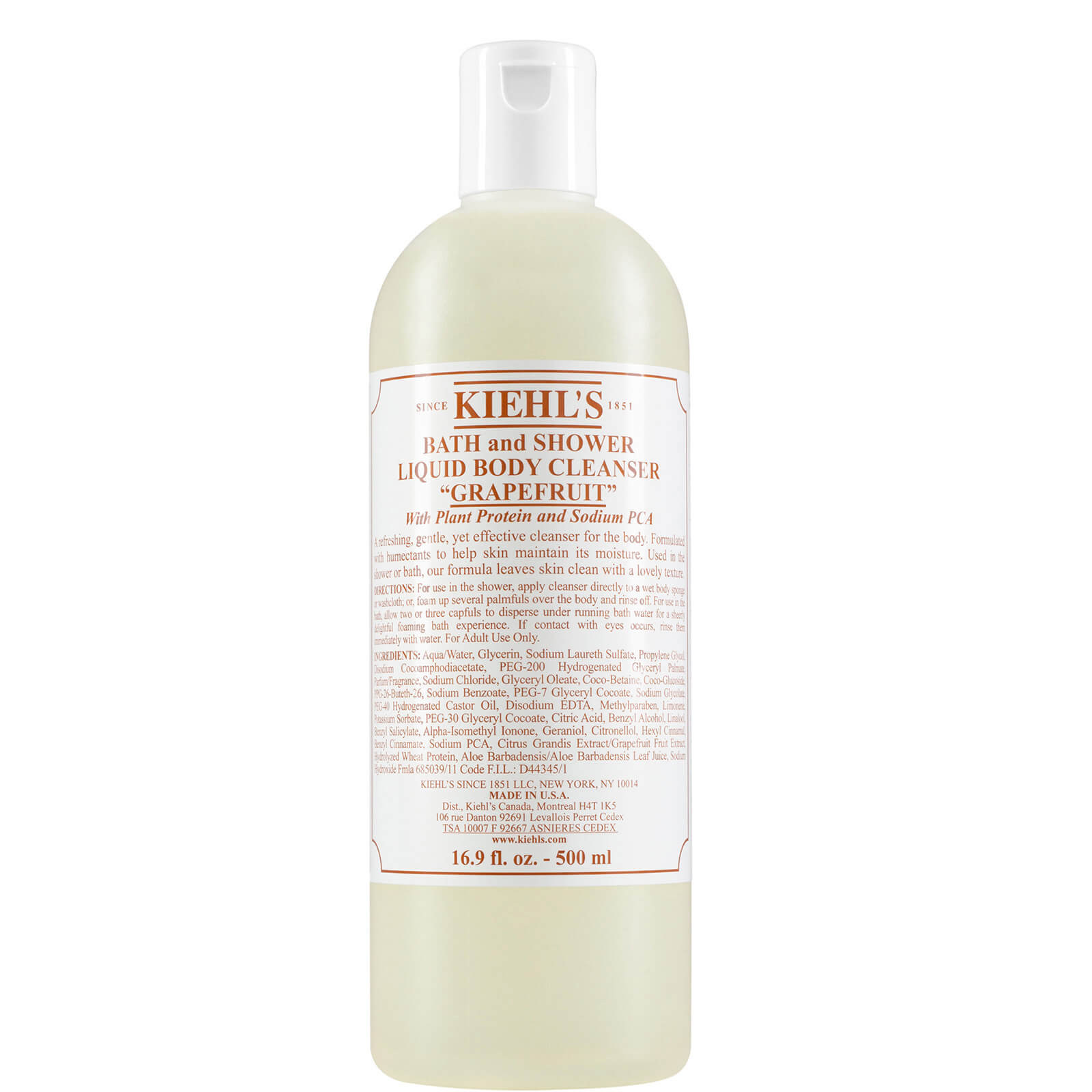 Kiehl's Bath and Shower Liquid Body Cleanser Grapefruit (Various Sizes) - 500ml