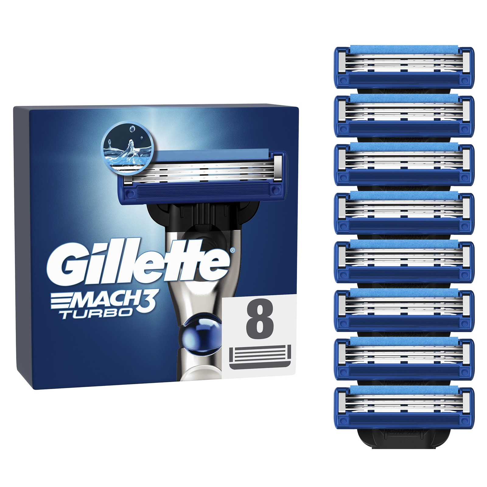 Gillette Mach 3 Turbo 3D Razor Blade Refills - 8 Pack
