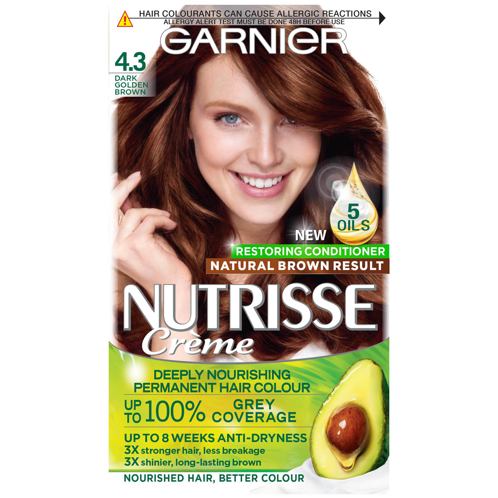 Garnier Nutrisse Permanent Hair Dye (Various Shades) - 4.3 Dark Golden Brown (Davina's Shade)