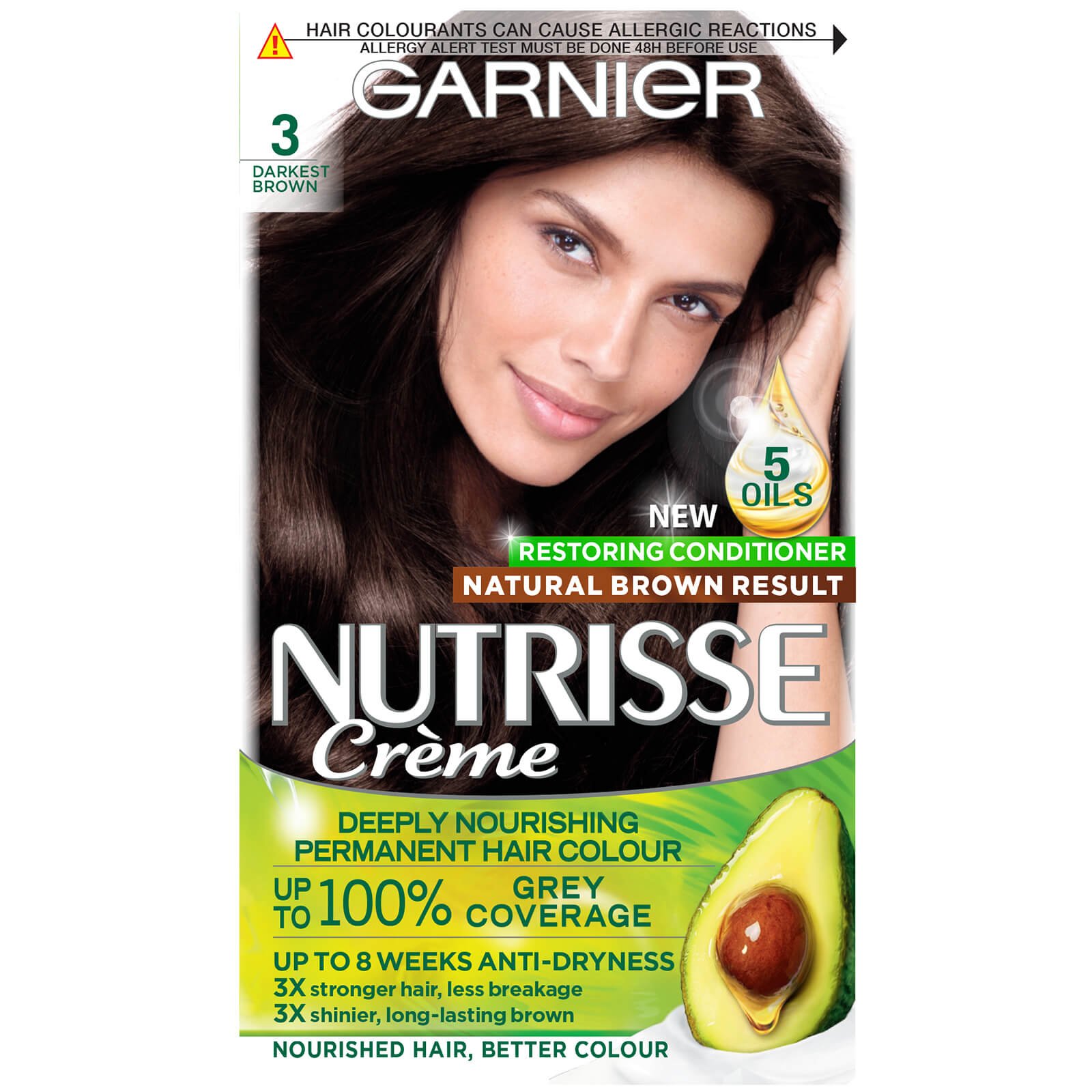 Garnier Nutrisse Permanent Hair Dye (Various Shades) - 3 Darkest Brown