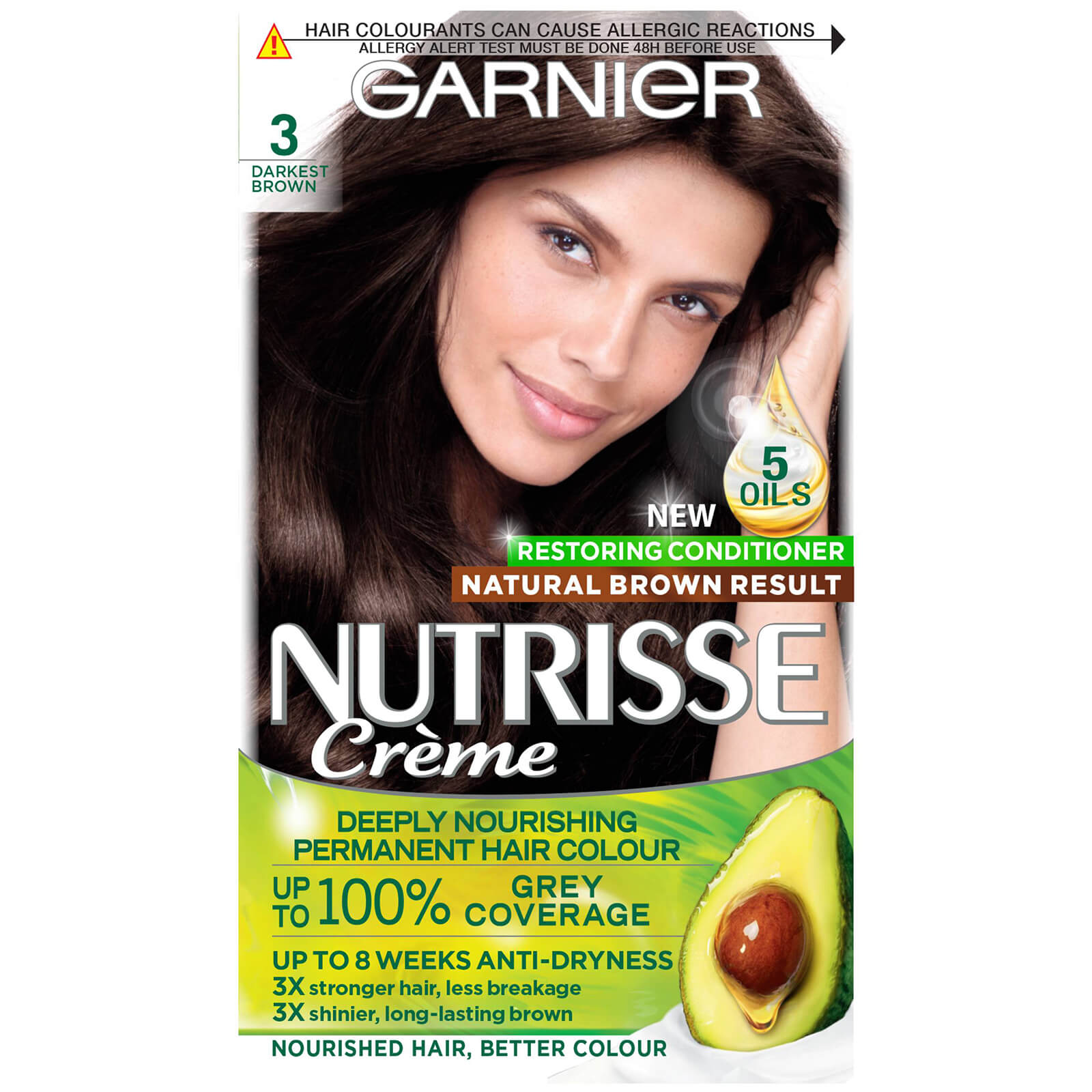 Garnier Nutrisse Permanent Hair Dye (Various Shades) - 3 Darkest Brown