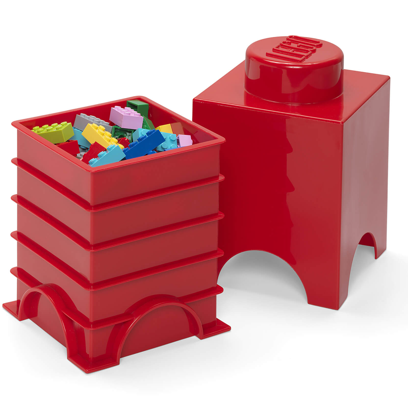 Lego 1 Stud Brick Container - Red