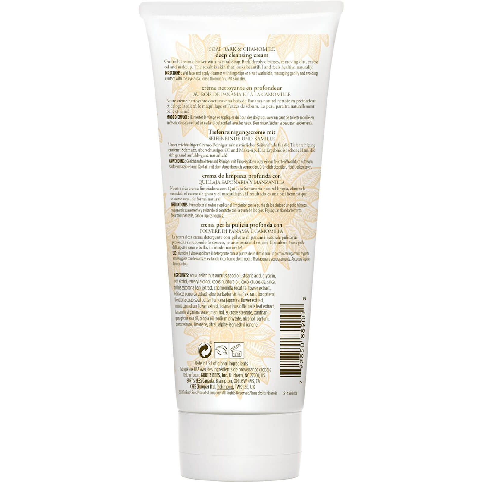 Burt&#39;s Bees Pflege Gesicht Soap Bark & Chamomile Cleansing Creme 170 g