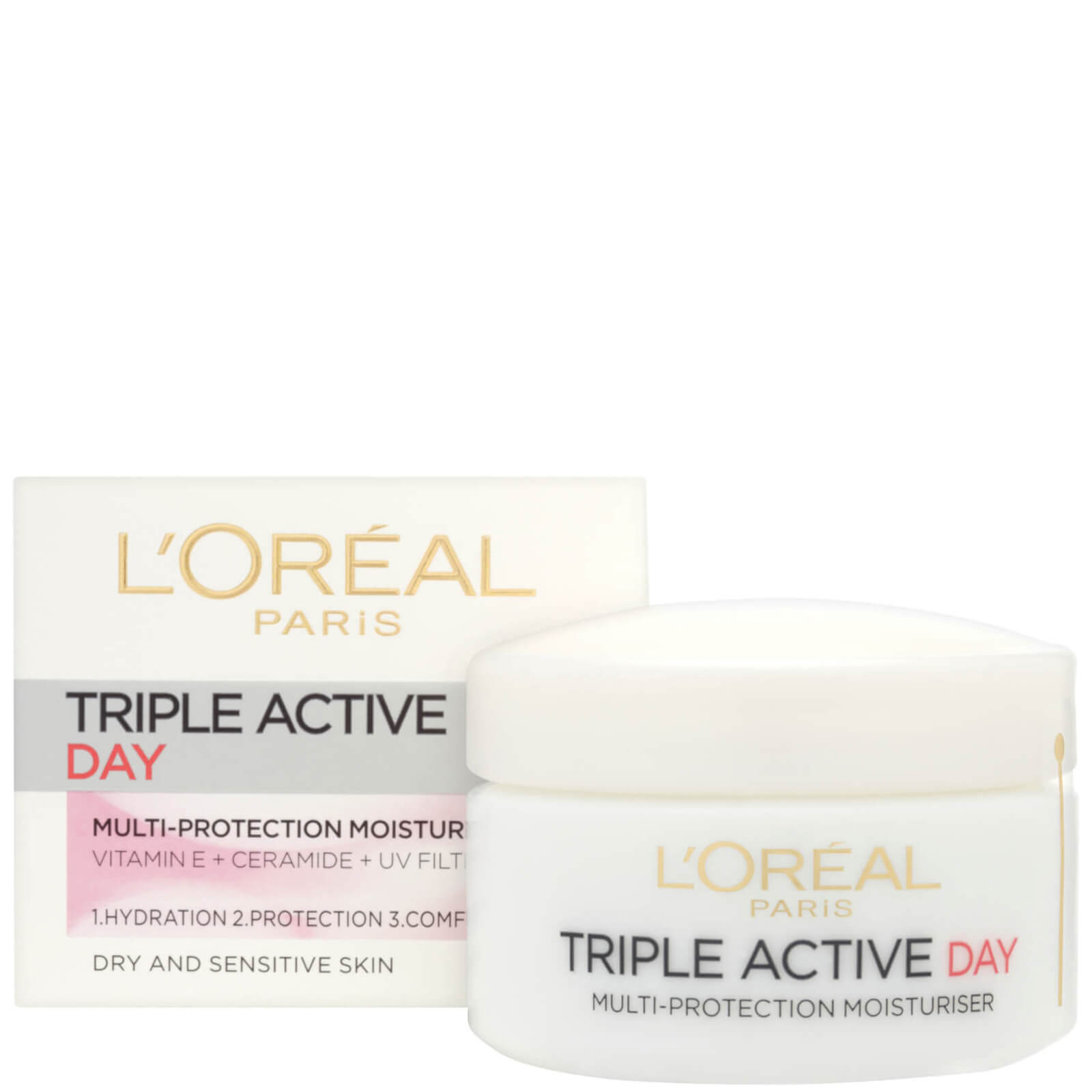 L'Oreal Paris Dermo Expertise Triple Active Day Multi-Protection Moisturiser - Dry / Sensitive Skin 