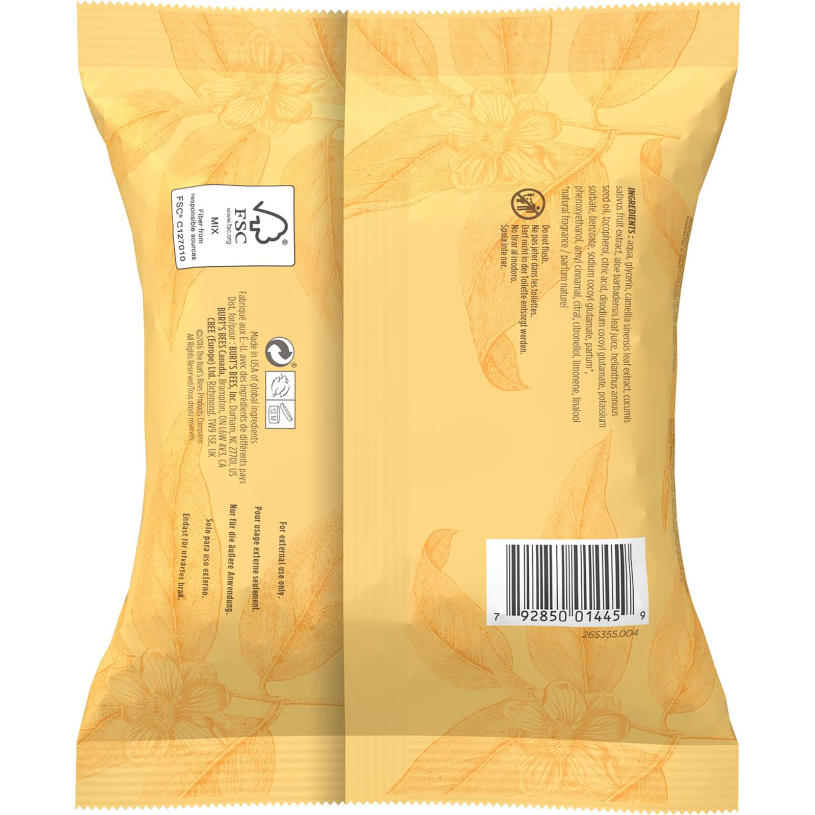 Burt&#39;s Bees Soin Visage Facial Cleansing Towelettes 30 Stk.
