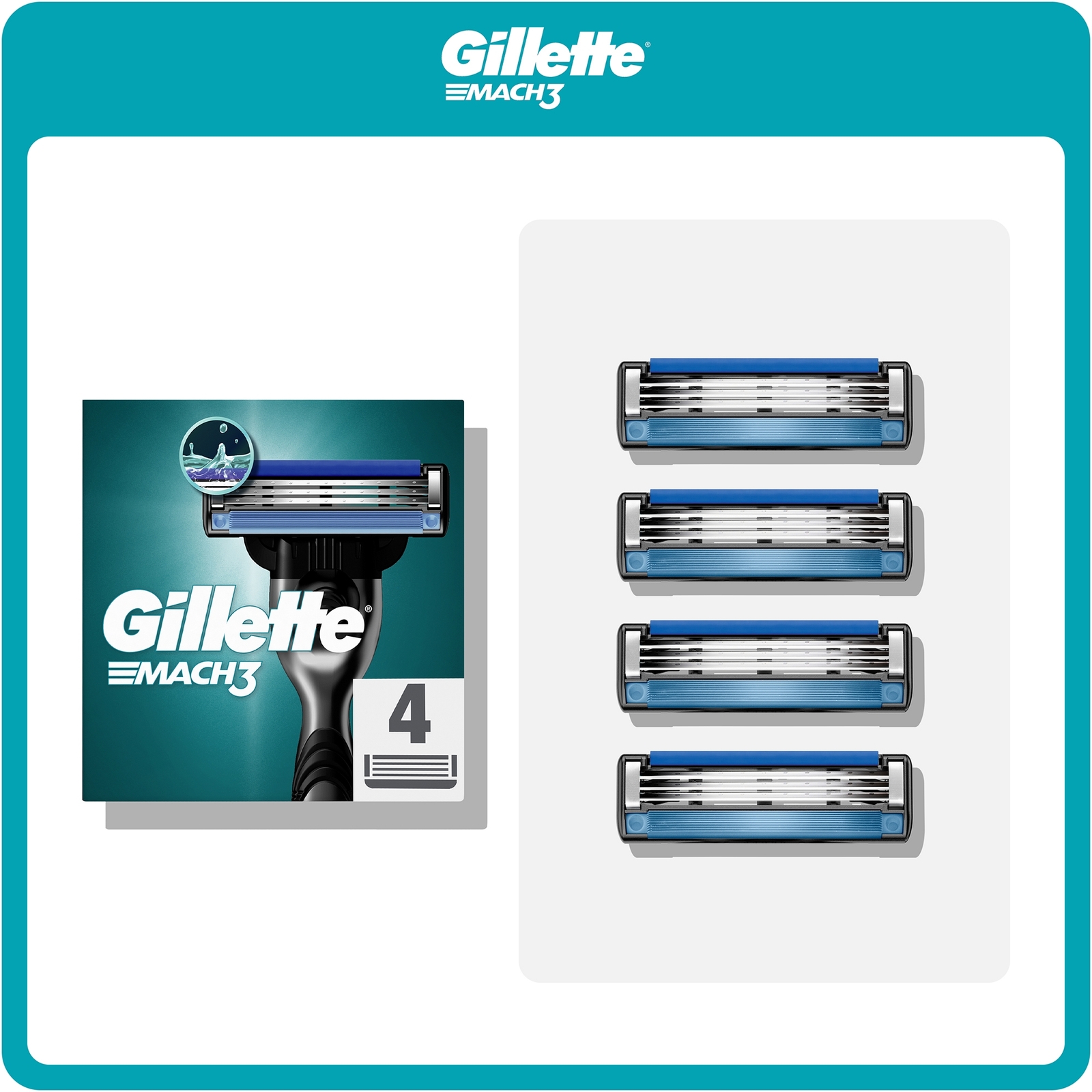 Gillette Mach3 Razor Blades - 4 Pack