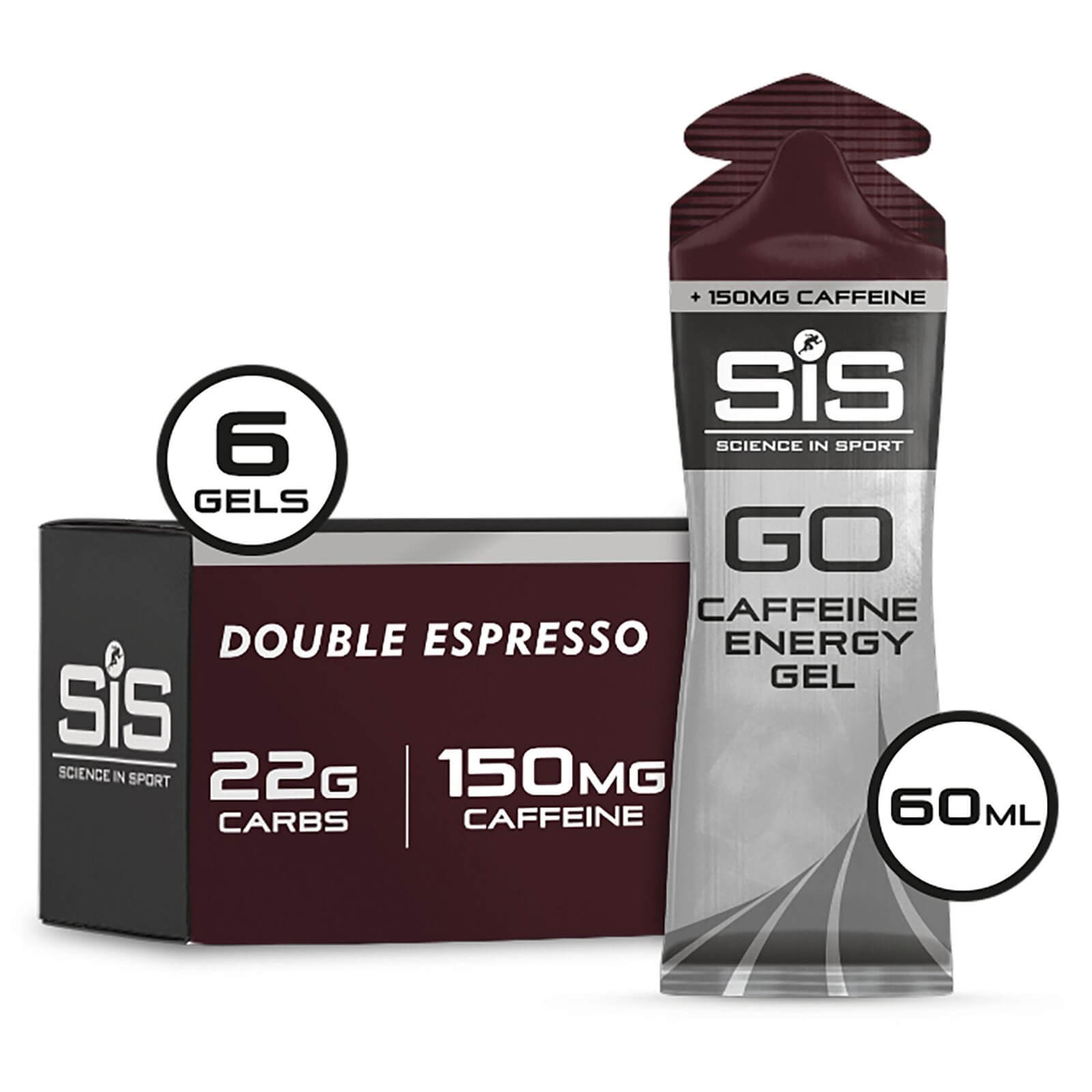 Science in Sport GO + Caffeine Energy Gel 60ml Box of 6 - 6Softgel - Box - Espresso
