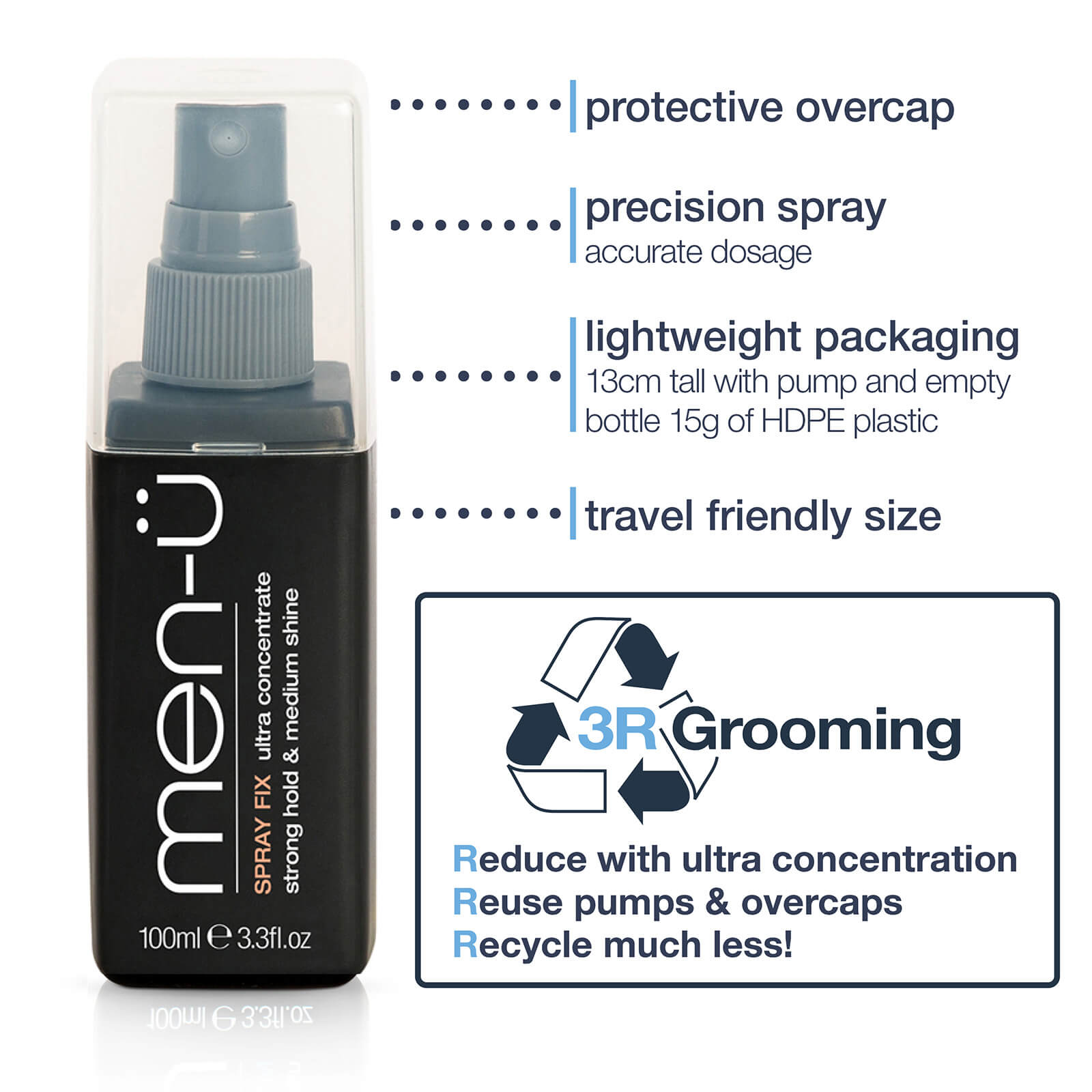 men-ü Men's Hair Spray Fix 100ml - With Pump