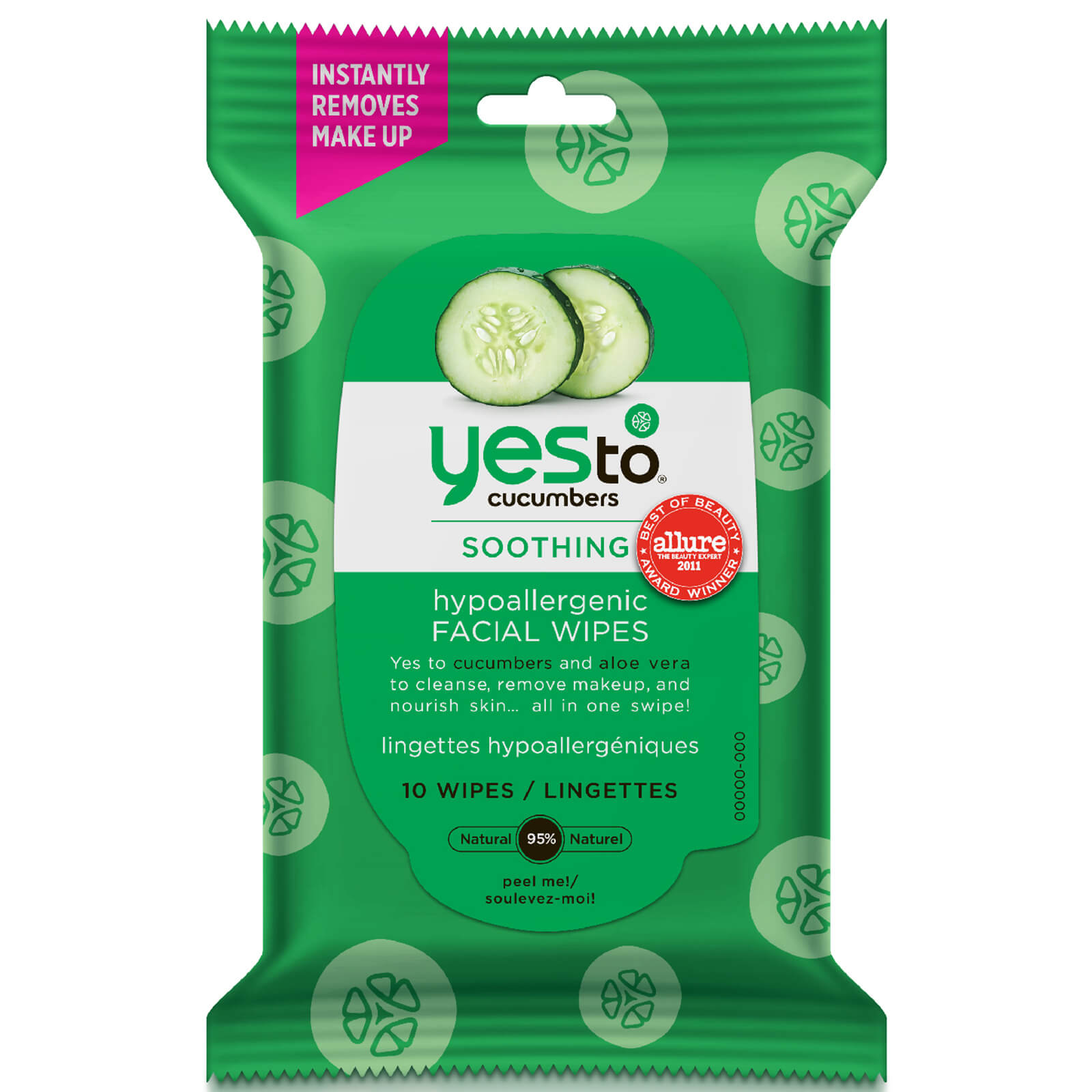 Image of yes to Cucumbers Hypoallergenic Facial Wipes (Pack of 10)