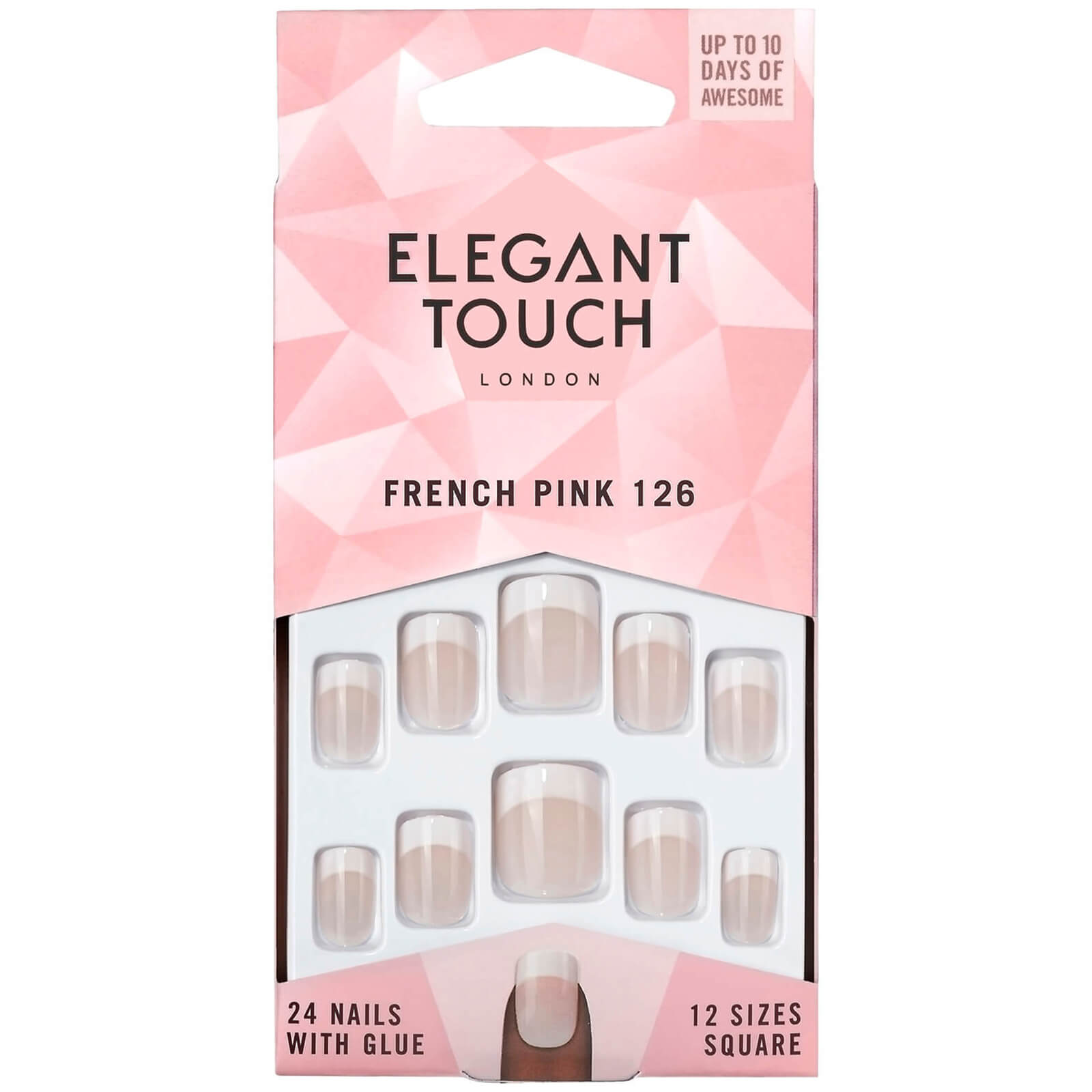Uñas con manicura francesa natural de Elegant Touch - 126 (S) (Rosa)