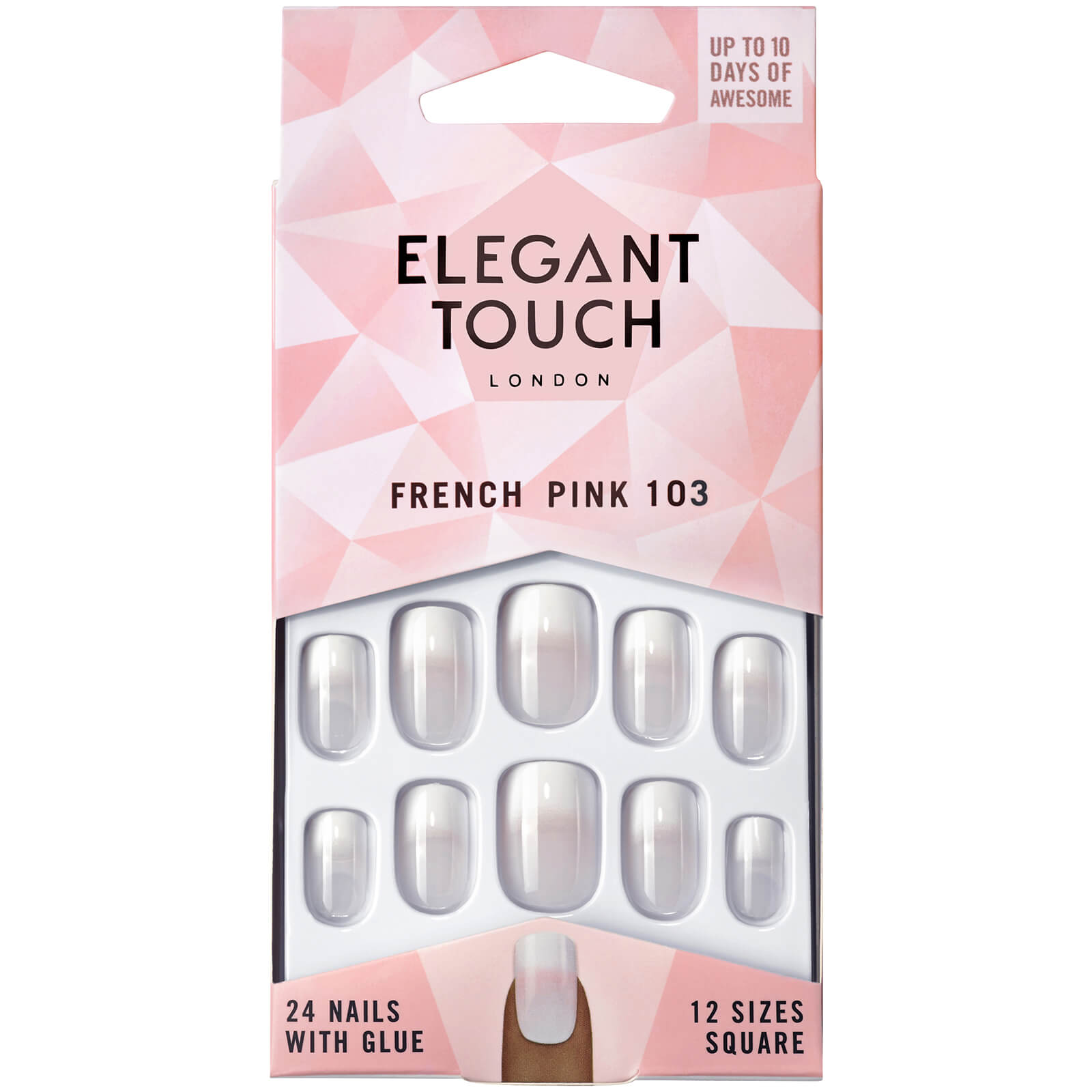 Image of Elegant Touch unghie finte French manicure naturale dégradé - 103 (M) (rosa)