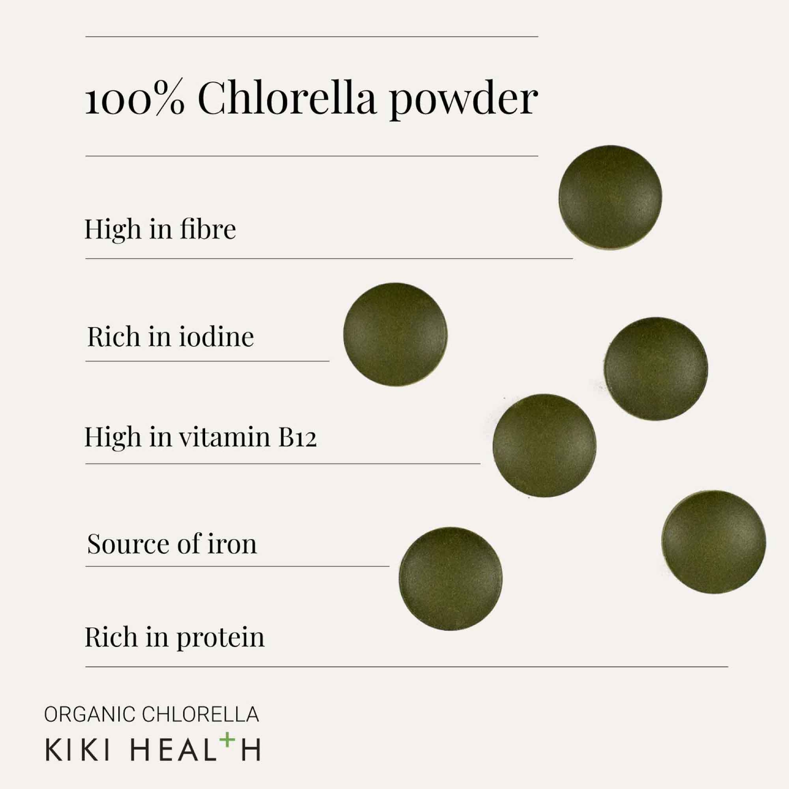 KIKI Health Organic Chlorella Tablets (200 Tablets)