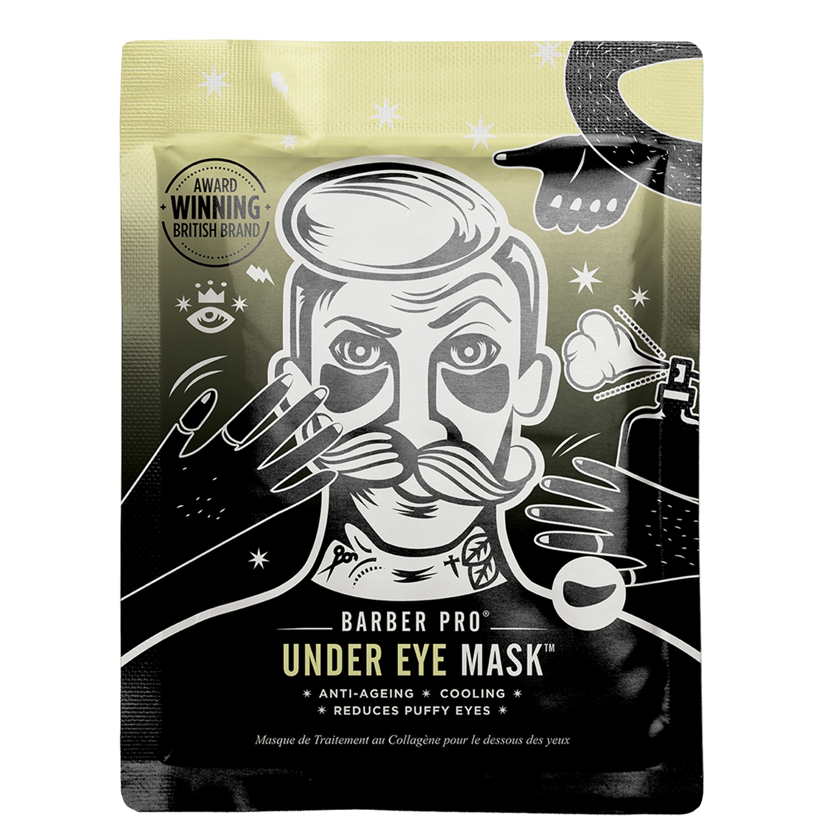 barberpro BARBER PRO Under Eye Mask with Activated Charcoal and Volcanic Ash (3 Applications)