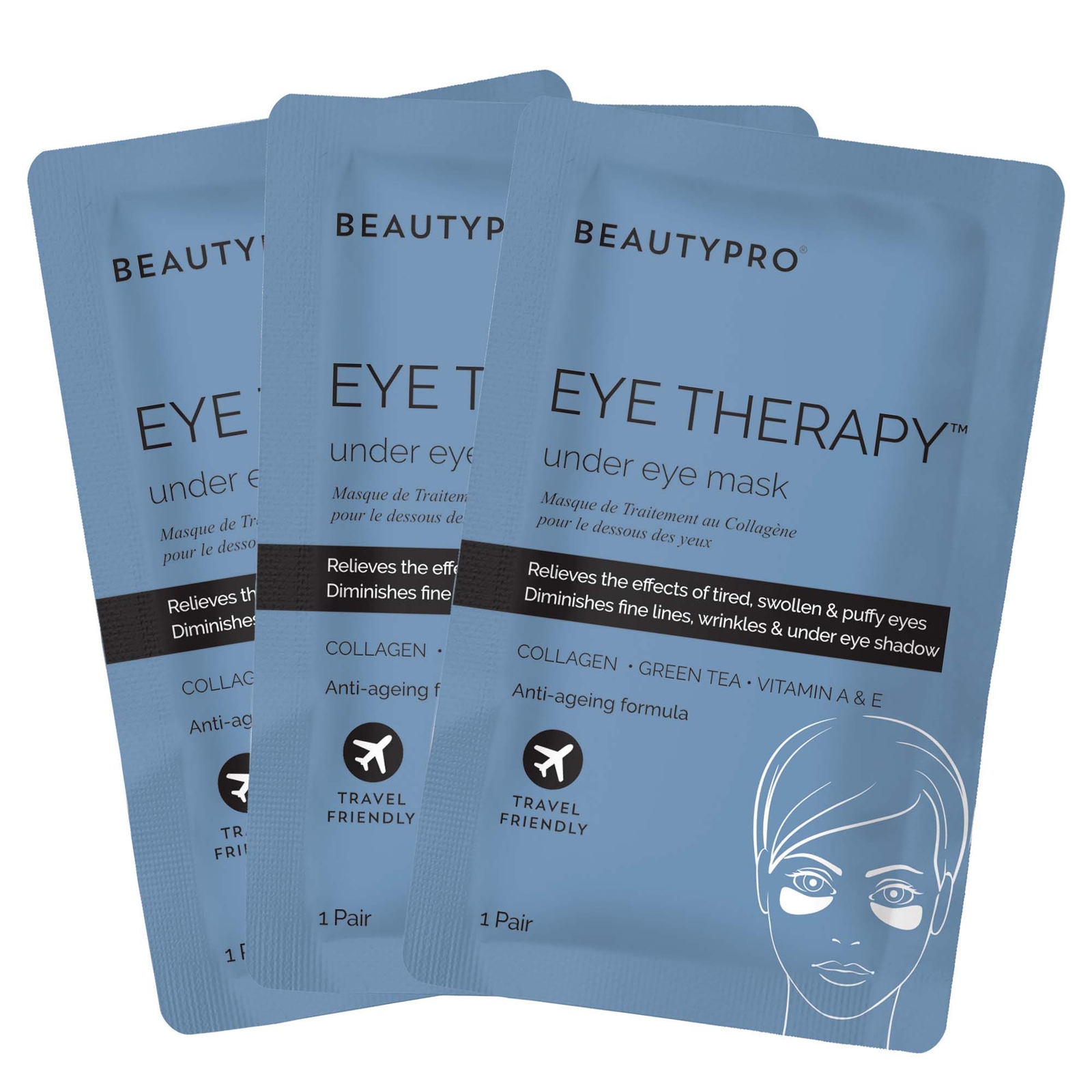 BEAUTYPRO Eye Therapy Under Eye Mask with Collagen and Green Tea Extract (3 Applications)