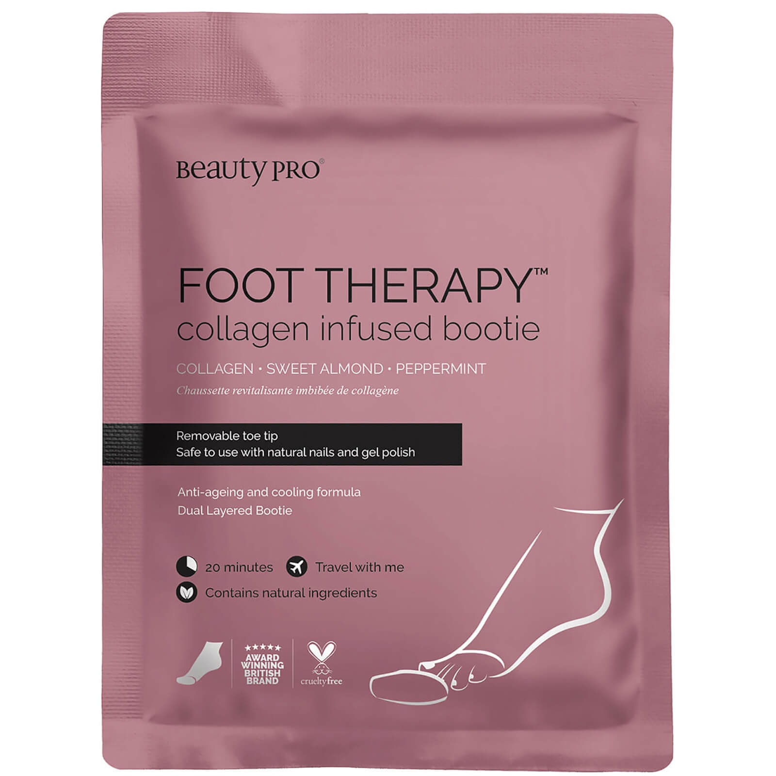 Image of BeautyPro Foot Therapy calzini infusi di collagene con punte delle dita rimovibili (1 paio)