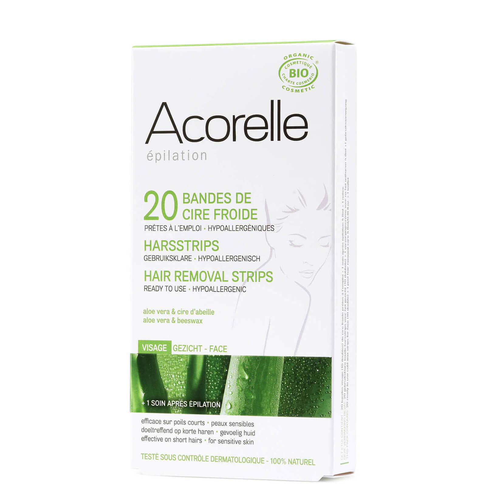 

Acorelle Ready to Use Aloe Vera and Beeswax Face Strips - 20 Strips