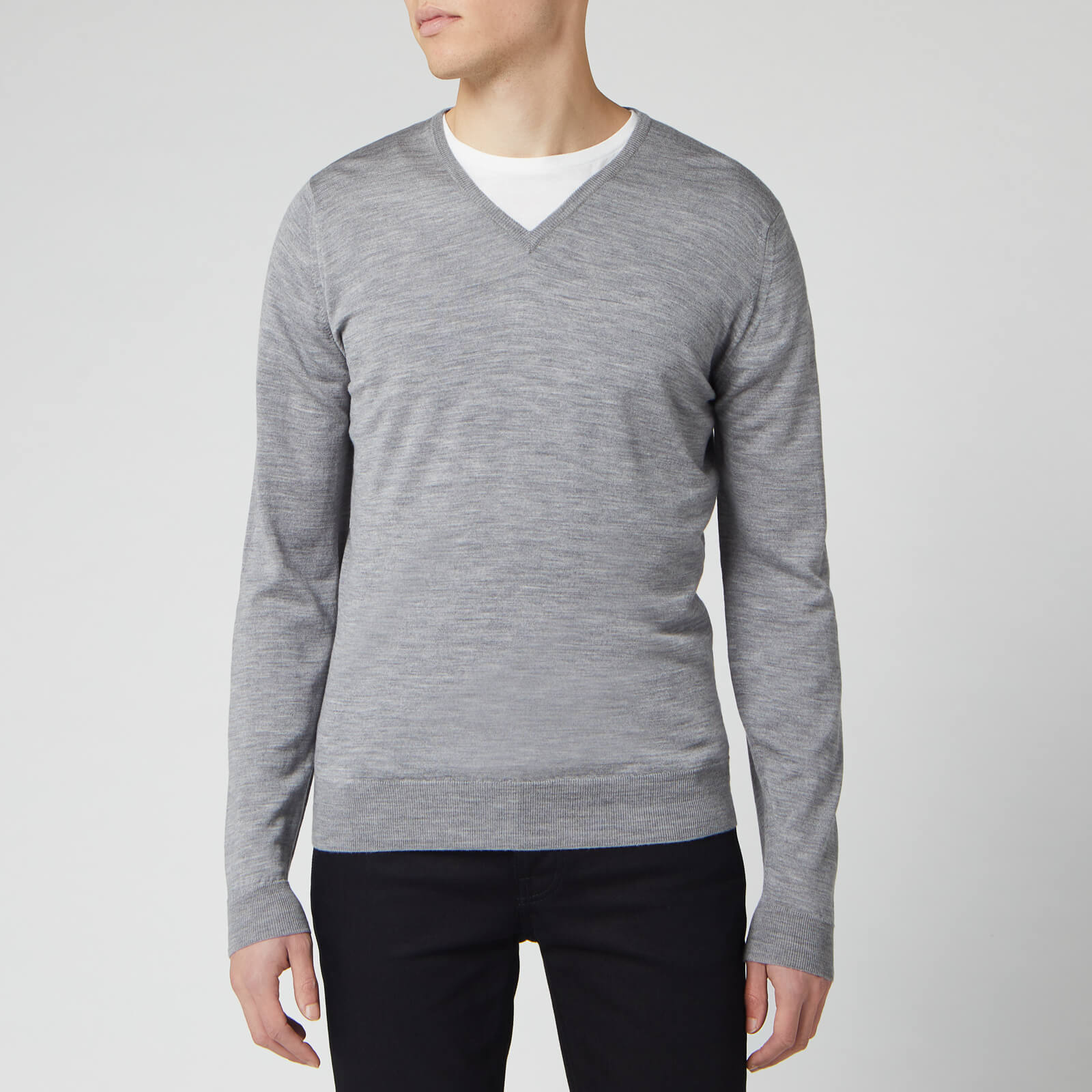 John Smedley Men's Blenheim V-Neck Jumper - Silver - L