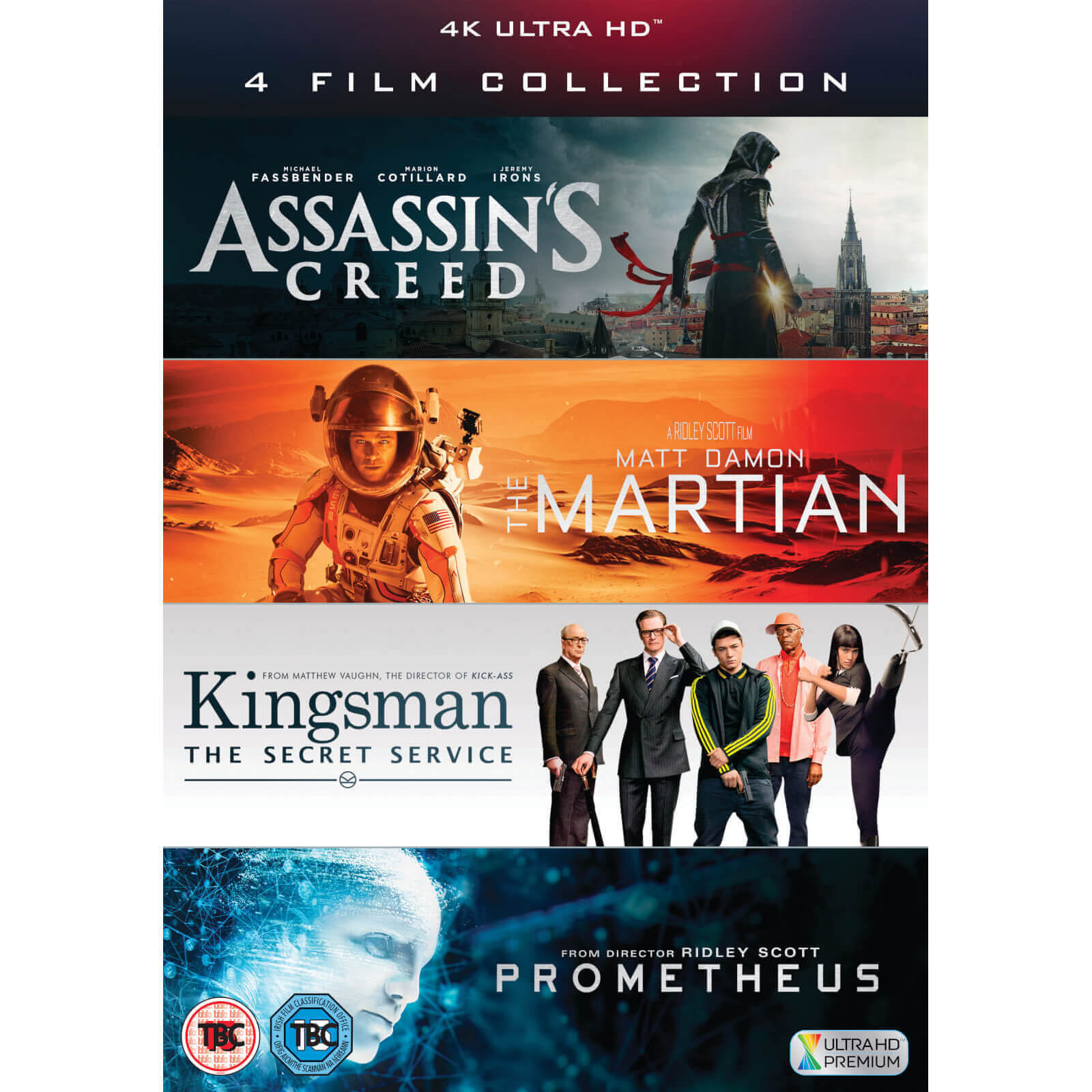 4K Ultra HD - 4 Film Collection (Assassin's Creed, Kingsman, Prometheus, The Martian)