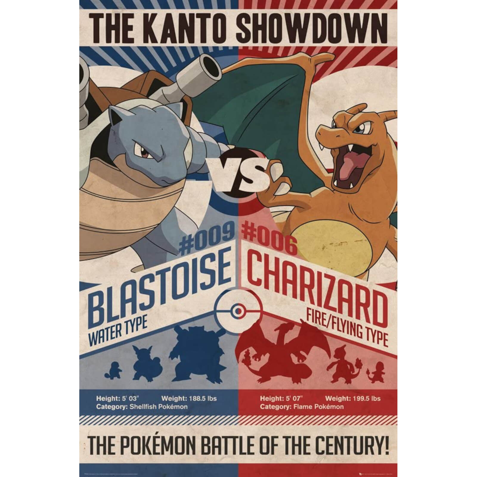 Pokemon Red vs Blue Metallic Print