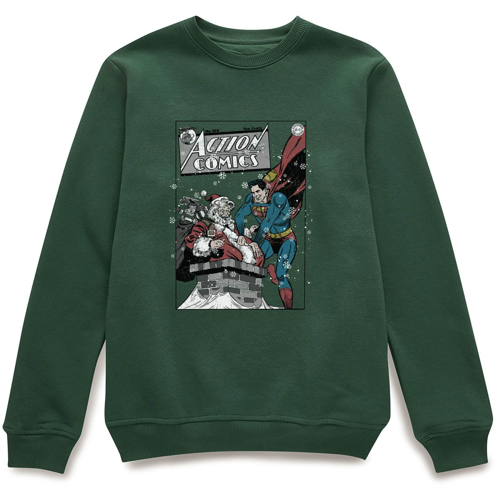 DC Comics Originals Superman Action Comics Green Christmas Sweatshirt - XL