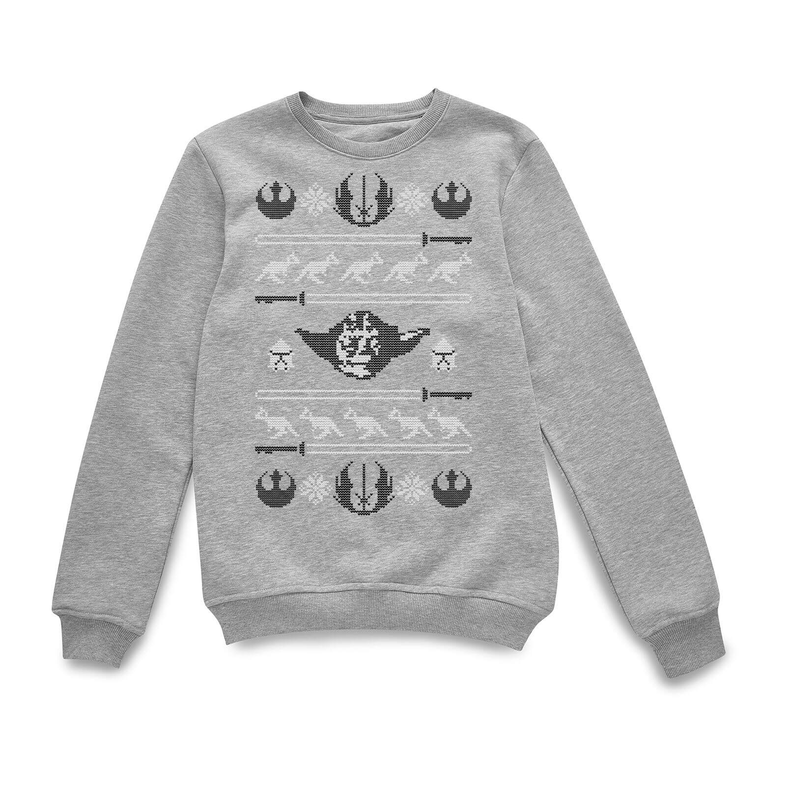 Star Wars Yoda Face Knit Grey Maglione Natalizio - XL