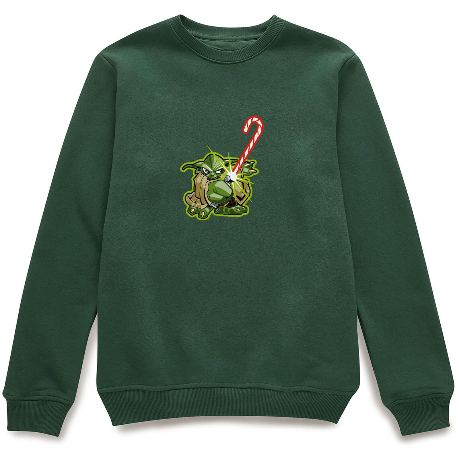 Star Wars Candy Cane Yoda Green Christmas Sweatshirt - XXL - Green