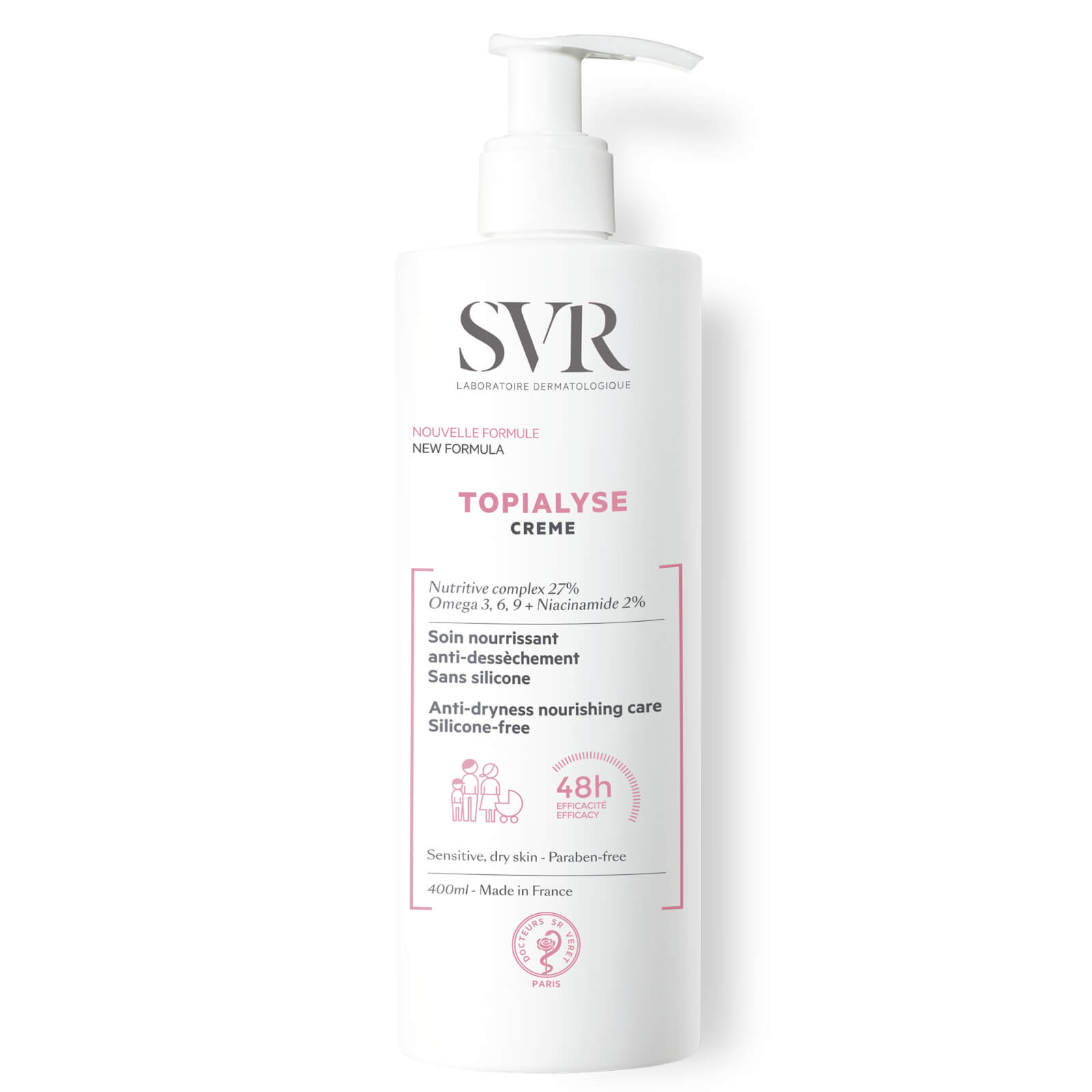 SVR Topialyse Moisturising Face + Body Cream for Dry, Sensitive + Eczema-Prone Skin of All Ages - 400ml