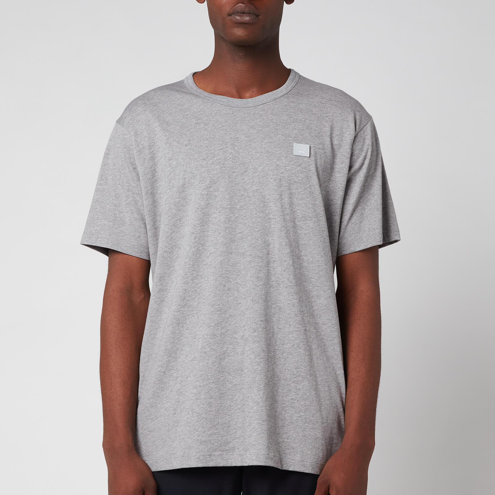 Acne Studios Men's Regular Fit Face Patch T-Shirt - Light Grey Melange - S - Grey