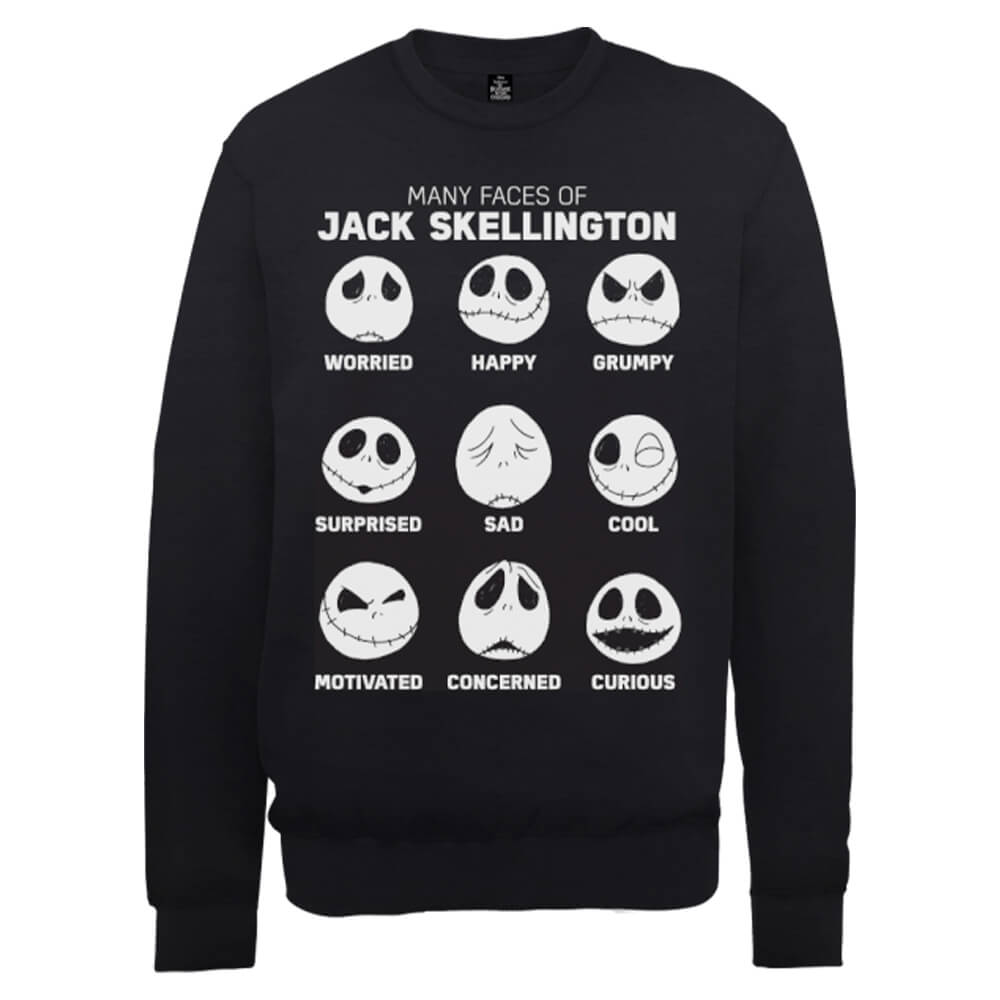 Disney The Nightmare Before Christmas Jack Pumpkin Faces Black Sweatshirt - XXL - Black