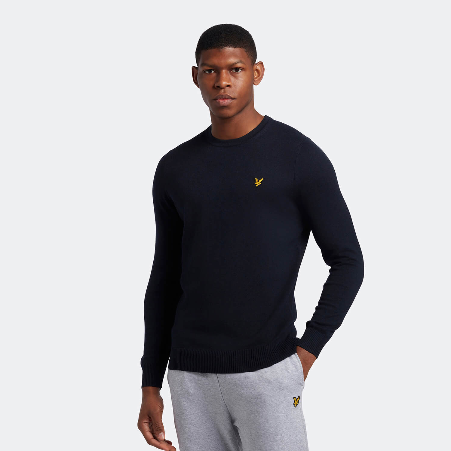 

Men's Cotton Merino Crew Neck Jumper - Dark Navy - XS