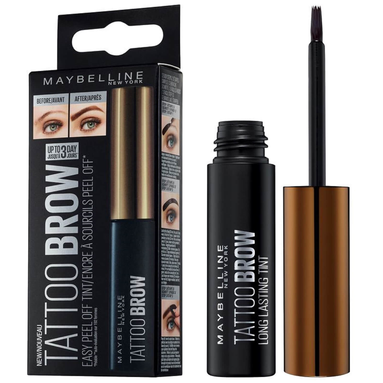 

Maybelline Tattoo Brow Longlasting Peel Off Semi Permanent Eyebrow Gel Tint Up To 3 Day Wear (Various Shades) - Medium Brown