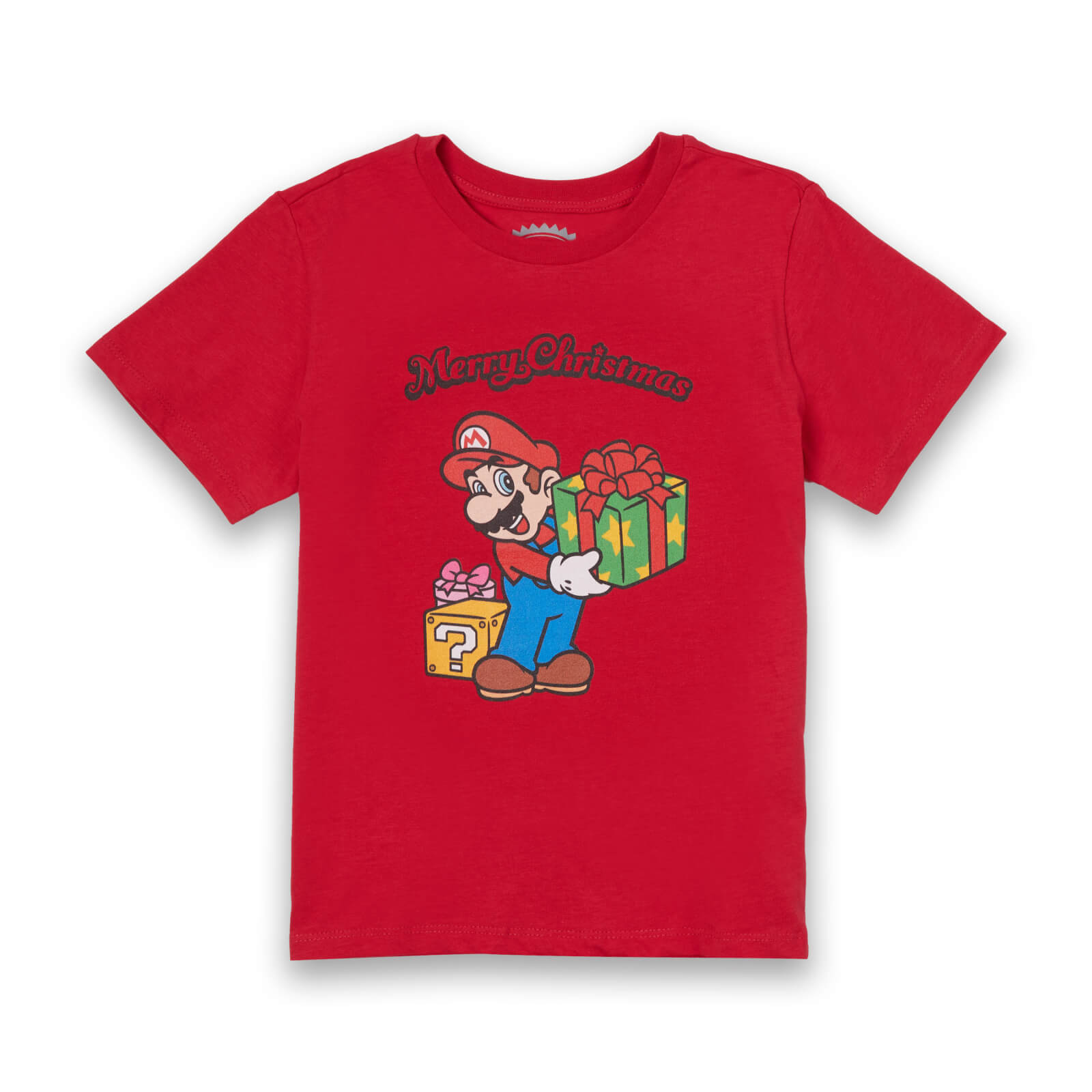 Nintendo Super Mario Merry Christmas Present Kids' T-Shirt - Red - 5-6 Years