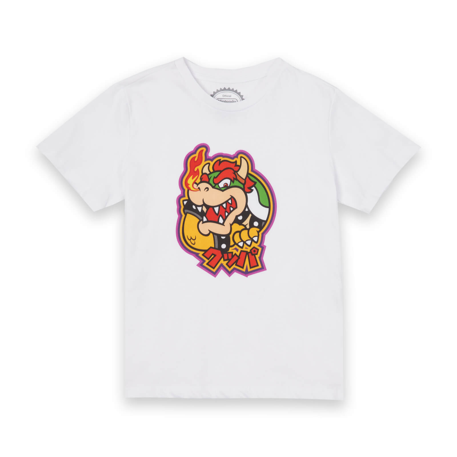 Nintendo Super Mario Bowser Kanji Kids' T-Shirt - White - 7-8 Years