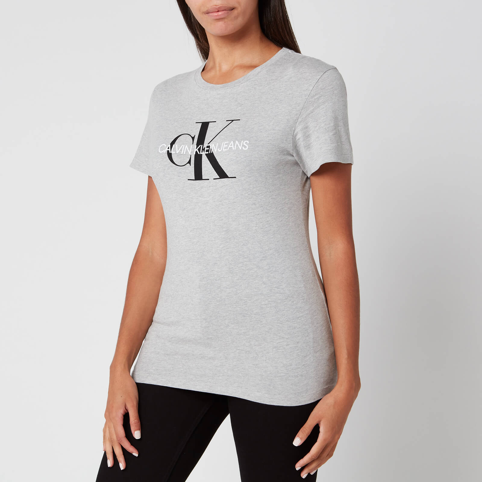 Image of Calvin Klein Jeans Women's Core Monogram Logo Regular Fit T-Shirt - Light Grey Heather - XS